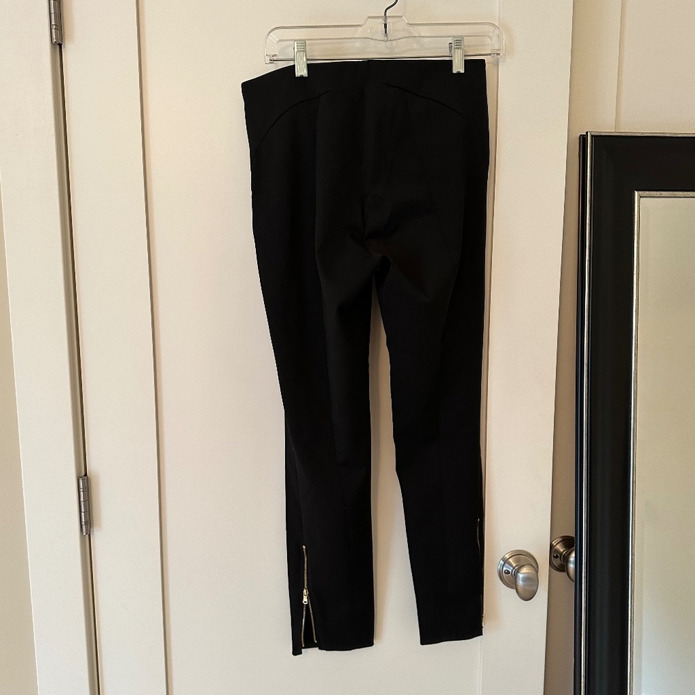 LOFT BLACK STRETCH WOMENS PANTS GOLD ZIPPERED ANKLE 6